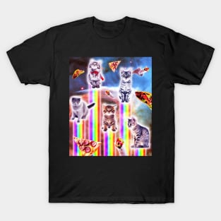 Outer Space Galaxy Cats With Rainbow T-Shirt